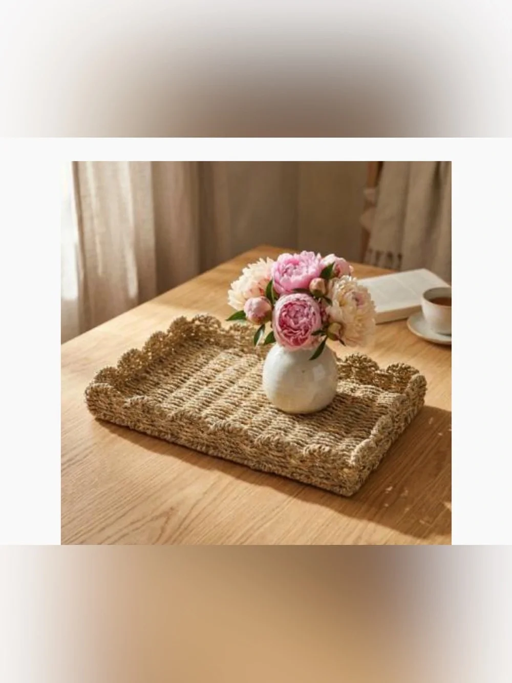 Savvy & Sorted Scalloped Wicker Tray